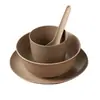 Juego de Vajilla Desechable para Acampar, Barbacoa al Aire Libre, Tazones, Palillos, Platos, Vasos, Juego de Cuatro Piezas para Restaurante, Juego de Picnic de Cáscara de Arroz