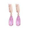 Nuevos Aretes Transfronterizos de Zirconia Oro Rosa, Hebillas para Oreja, Aretes, Populares Creativos Europeos y Americanos, Aretes Grandes en Forma de Pera Gota de Agua