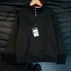 Sudadera de estilo coreano, corte limpio, con media cremallera y cuello alto para hombre, otoño, gris cáñamo con cuello de contraste, top pullover casual holgado deconstruido
