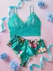 Conjunto de lencería sexy transfronterizo europeo y americano para Amazon y AliExpress, sujetador de encaje seductor transparente y falda corta para coquetear