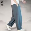 Primavera e Verão Estilo Chinês Casual Calças Masculinas Linho Solto Calças de Perna Larga Algodão e Linho Bloomers Antigo plus size Calças Hallen
