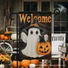Banderas de Jardín de Halloween Transfronterizas Lino Estampado Decoración Exterior para Patio Gato Negro Bandera Pequeña Doble Cara Al por Mayor