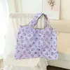 Bolsa de compras de dibujos animados 210D poliéster grande dos en uno plegable portátil