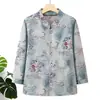 Ropa de Primavera para Personas Mayores, Camisa de Manga Tres Cuartos para Mujer, Camisa de Manga Media de Verano para Madre y Esposa, Traje de Traje Tang para Abuela de 70 y 80 Años