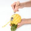 Pala en V con mango de madera para piña, cuchillo de acero inoxidable para piña, pelador de piña, artefacto para quitar ojos de piña, herramienta para excavar ojos de piña