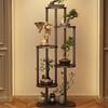 Disposición de ambiente de salón de té sentido de alto nivel pequeño estante antiguo madera maciza chino simple moderno pequeño estante para té