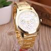 Relógio Masculino de Aço Romano Dourado para E-commerce Transfronteiriço, Relógio de Presente Simples, Relógio Casual da Moda Masculina Fabricante Atacado