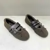 Zhongjia~Outono Novo Mocassins Planos de Bico Redondo em Lã de Cordeiro Confortáveis Versáteis Moda Mocassins Casuais Sapatos Femininos