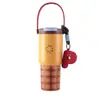 [Mismo estilo que las celebridades] Taza térmica Cup Bear Qinglang, diseño de girasol, taza con popote de alta calidad, doble propósito, gran capacidad, con asa