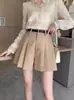 Pantalones cortos negros de cintura alta para mujer, novedad de verano 2024, holgados, ajustados, con falda plisada.