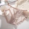 Ropa Interior Sexy de Encaje Calado Europeo y Americano para Mujer Malla Transparente Cintura Baja Cadera Calzones Transpirables para Mujer