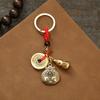 Llavero con colgante de calabaza del emperador con doce signos del zodiaco y cinco peces de latón, adorno para llave de coche para hombre y mujer