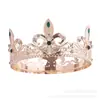 T-8 Nova Coroa Barroca Retrô Coroa Redonda de Noiva Tiara Vestido de Casamento Acessórios de Casamento Coroa de Performance para Concurso Decoração