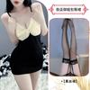 Lingerie sexy de alça feminina estilo desejo puro costura de cor contrastante pijama decote V profundo tentação doce e picante alça 2348