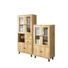 Estantería de Madera Maciza Nórdica con Puertas de Cristal, Vitrina de Pie para Estudio, Estantería de Almacenamiento Simple de Madera de Caucho para Habitación Infantil, Uso Doméstico