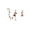 Jingle Bells ~ Viento Dulce Copo de Nieve Navideño Campanas Borla Integrados Pendientes Clip para Hélice Ósea Joyería de Ambiente