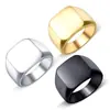 Joyería Acero Guerrero Wholesale Simple Nórdico Acero de Titanio Superficie Lisa Cuadrado Pulido Fino Anillo Adornos de Mano para Hombre