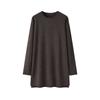 Suéter Longo Feminino Gola Redonda de Cashmere, Novo Outono Liso Solto Casual Peça de Roupa Externa Vestido Top de Manga Longa