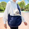 Nova bolsa dobrável para gato transfronteiriça, bolsa de estimação portátil de grande capacidade para passeios, mochila de cachorro de ombro único cruzada