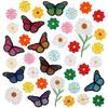 Cross-border novo bordado adesivos de pano borboleta misturado bordado etiqueta margarida ferro de engomar desenhos animados girassol patch micro-selo