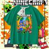 Ropa para Niños Minecraft Popular Camiseta de Manga Corta de Algodón Puro Ropa para Niños Estilo Coreano Cuello Redondo Camiseta Estampada de Media Manga para Niños y Niñas
