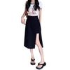 Falda de Traje Negra para Mujer Verano Nueva Falda Midi de Línea A con Abertura Talla Grande mm Gorditas Aspecto Adelgazante Cintura Alta Culottes 5