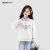 Sudadera para Niñas Otoño 2026 Nueva Elegante Ropa Infantil Top con Cuello Solapa Bordado Ropa Casual de Otoño para Niñas