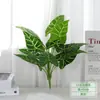 Viajero de hoja plátano palma Areca hoja de tortuga plástico planta verde pequeña con hierba manojo único flor artificial planta en maceta decoración paisajismo