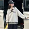 Conjunto de sudadera con cuello polo para niña, nuevo estilo otoño 2026, atuendo infantil estilo coreano, pantalones de pierna ancha de otoño para niños mayores