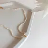Colar de Pérolas de Água Doce em Partículas Pequenas com Formato Corrente de Clavícula Feminino Estilo Frio Simples Elegante Moderno
