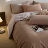 Juego de cuatro piezas de ropa de cama de algodón cepillado estilo nórdico para otoño e invierno, funda de edredón simple de algodón 100s, sábana, sábana bajera y funda de edredón
