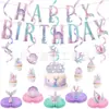 Decoração Popular de Topper para Bolo de Aniversário de Sereia da Amazon Conjunto de Faixa de Letras para Fundo de Festa Bandeira