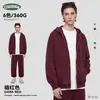 Moletom Masculino Ckx Estilo Retrô Americano Tingido com Cera Lavado Vintage com Zíper Duplo e Ombro Caído