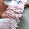 Adorno de encaje plisado de pentagrama dorado de 10 cm para accesorios de ropa, decoración de dobladillo de vestido de muñeca