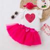 Roupas Infantis de Primavera e Outono Dia dos Namorados Roupas para Recém-Nascidos Conjunto de Macacão com Chapéu e Saia para Bebê Menina