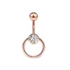 Explosiones de comercio electrónico transfronterizo piercing en el ombligo anillo para el ombligo oro rosa acero inoxidable para el ombligo incrustado con circonita joyería para perforaciones