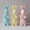 Musgo de terciopelo corto de imitación Conejo de Pascua adornos pequeños para escritorio de sala de estar decoraciones lindas Conejo de Pascua