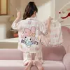 Pijamas para Niñas, Traje de Tres Piezas de Pantalones Cortos y Pantalones Cortos Finos de Seda de Hielo de Verano para Niños, Linda Princesa, Niña Súper Linda