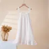 Elegante Camisón con Tirantes de Encaje para Mujer, Vestido de Verano Estilo Francés, Ropa de Dormir de Algodón Puro, Ropa de Casa Holgada y Dulce para Verano