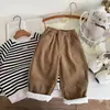 Calça casual Kino de inverno com forro de fleece, calça infantil Zhili Huzhou para meninos, calça reta espessa, calça longa infantil quente