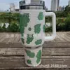Termo de Acero Inoxidable 304 de 40 oz con Asa Tachonada de Diamantes y Popote, Taza de Hielo de Diamante para Mantener Frío, Montable en Coche