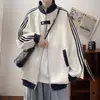 Jaqueta de Baseball Estilo Americano Bonita com Três Listras para Meninos Primavera e Outono Marca Americana Tendência Jaqueta Esportiva Casaco Amplo para Jovens