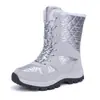 Botas de nieve para exteriores con forro polar para mujer, cálidas, para otoño e invierno, para montañismo, botas de nieve impermeables, largas, de algodón, para mujer, comercio exterior