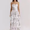 Nuevo Vestido de Amazon Transfronterizo Estilo Europeo y Americano Elegante y Suave Estampado Floral Ajustado con Tirantes Finos y un Aire de Hada