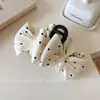 Pinza para el pelo con lazo de volantes de lunares elegante estilo coreano, pasador de alta gama para recogidos, dulce accesorio para el cabello para mujer