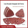 Fábrica direta triângulo lixa vermelha areia flocagem escovado autoadesivo triângulo lixa placa 6 furos 90*90*90mm