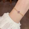 Pulsera de Flor de Cuatro Hojas con Microincrustaciones de Circonita, Moda Exquisita Versátil, Lujo Ligero Estilo Francés, Joyería Elegante Súper Brillante para el Viaje Diario