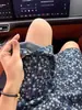 Pantalones cortos de mezclilla con estampado de estrellas azules para hombre, pantalones deportivos casuales estilo americano de verano, de pierna recta, longitud media para uso al aire libre
