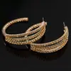 Pendientes: Pendientes Exagerados con Tachuelas de Diamante, de Alta Calidad, Modernos y a la Moda, Aros de Tres Capas en Forma de C, Venta al por Mayor Directa del Fabricante E069