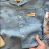 Conjunto de Camisa de Algodón y Lino de Manga Corta para Niños Conjunto de Dos Piezas con Shorts Rayados Ropa Casual de Verano para Bebé